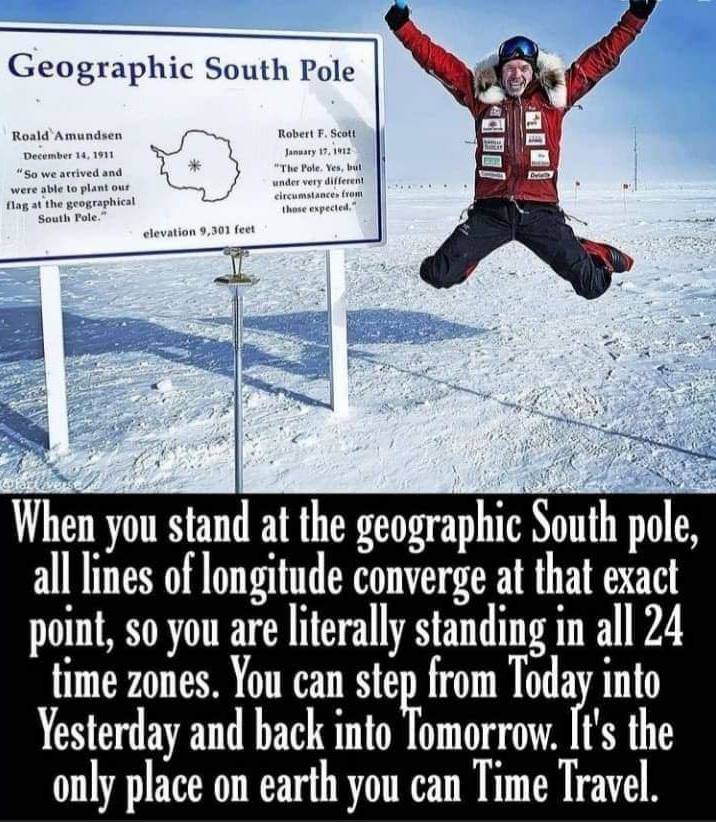 fun pics - geographic south pole time travel - Geographic South Pole Roald Amundsen "So we arrived and were able to plant our flag at the geographical South Pole." Robert F. Scott "The Pole. Yes, but under very different circumstances from these expected 