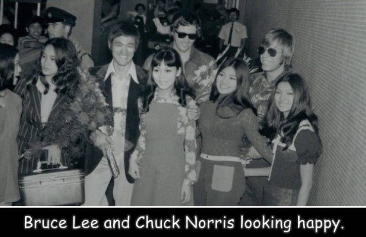 snapshot - Bruce Lee and Chuck Norris looking happy.