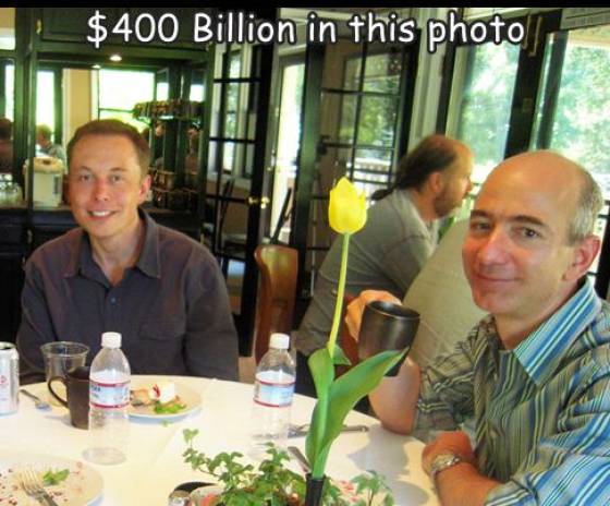 fun randoms - elon musk and jeff bezos - $400 Billion in this photo