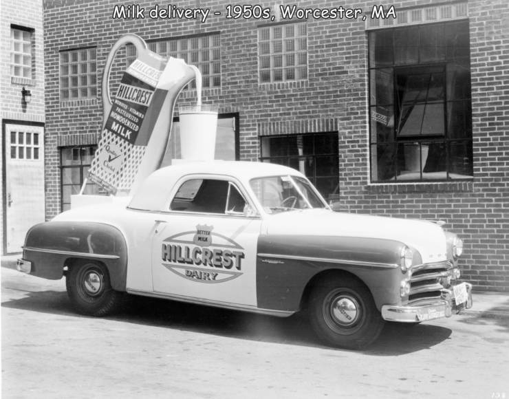 fun randoms - mcdonald's - Milk delivery 1950s, Worcester, Ma Ehillcrest Hastebrites Hondenzed Milk Ta Hillcrest Dairy