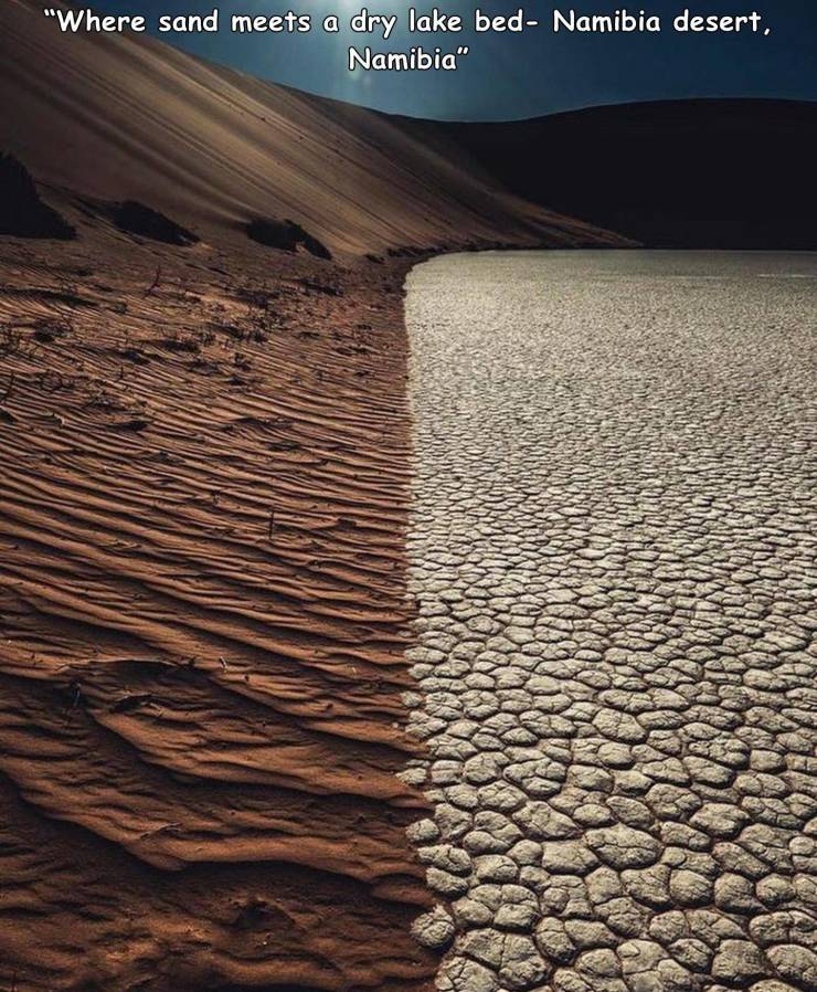 nimba desert - Where sand meets a dry lake bed Namibia desert, Namibia"
