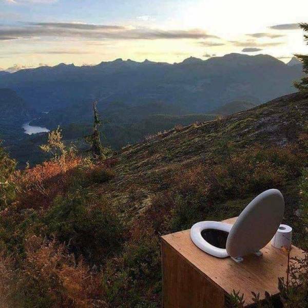 toilet on a hill