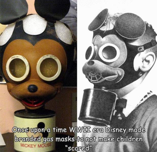 walt disney gas mask - Oo Once upon a time Wwii era Disney made branded gas masks to not make children Mickey Mouse "scared"