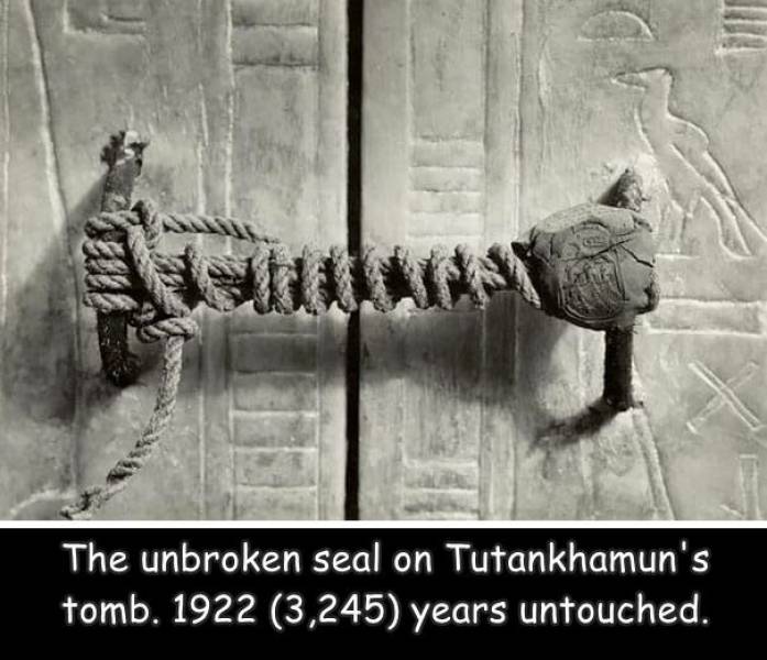 old photos historical - The unbroken seal on Tutankhamun's tomb. 1922 3,245 years untouched.