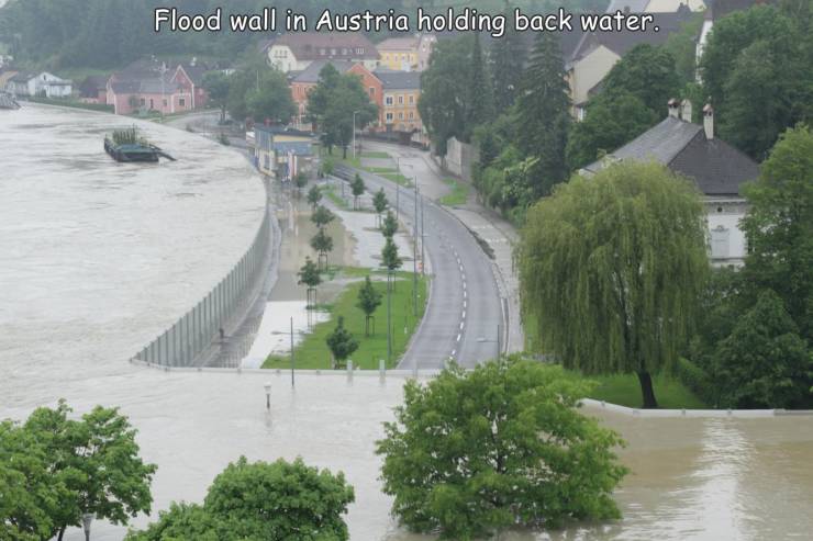 sunbury pa flood wall - Flood wall in Austria holding back water.