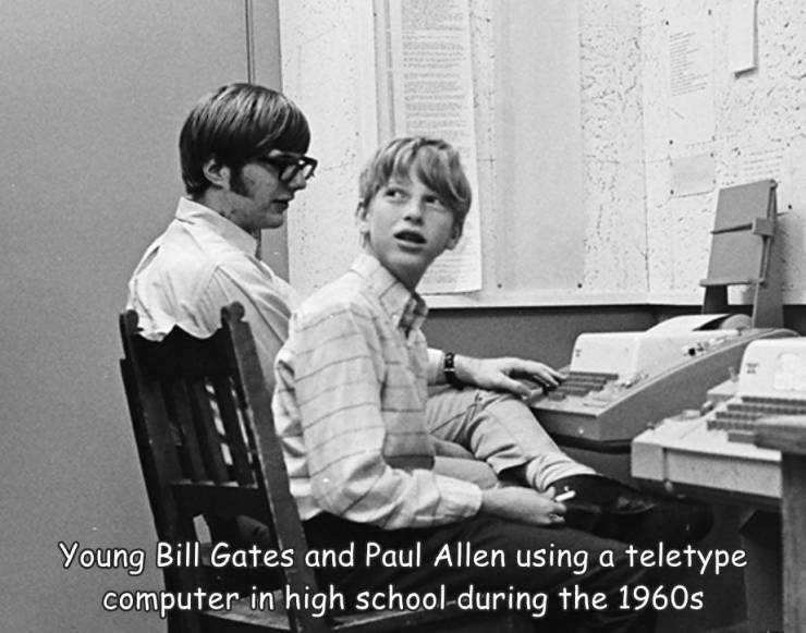 fun randoms - fascinating photos - bill gates lakeside - a Young Bill Gates and Paul Allen using a teletype computer in high schoolduring the 1960s