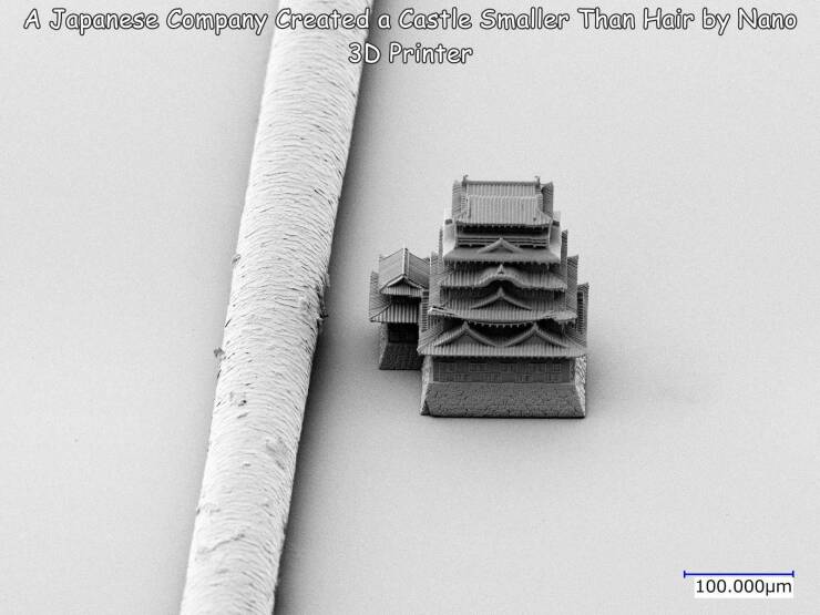 fun rnadoms - monochrome photography - A Japanese Company Created a Castle Smaller Than Hair by Nano 3D Printer 100.000um
