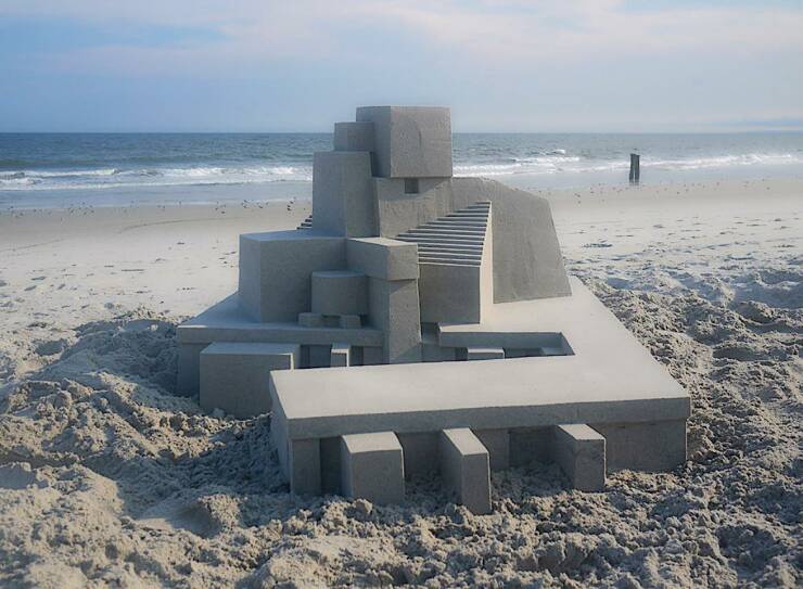 fun randoms - funny photos - brutalist sand castles
