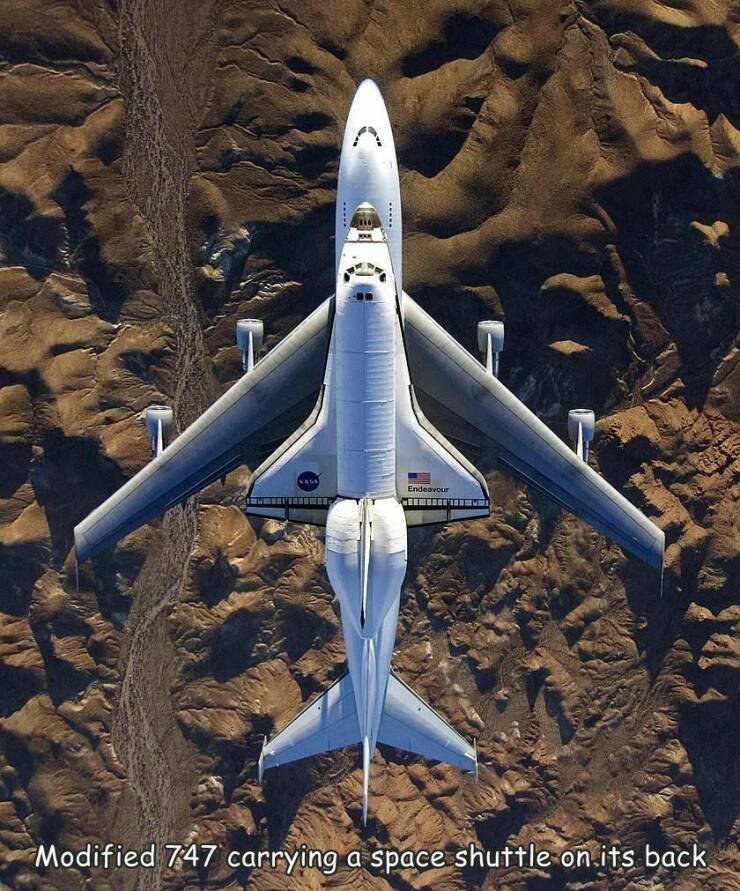 fun randoms - funny photos - birds eye view photography - Nala Endeavour Modified carrying a space shuttle on its back a