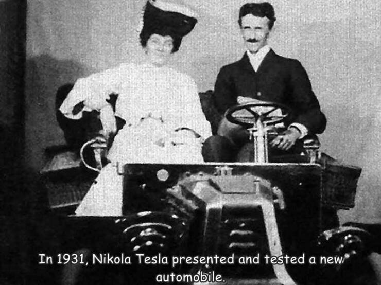 random pics - nikola tesla electric car - In 1931, Nikola Tesla presented and tested a new automobile.