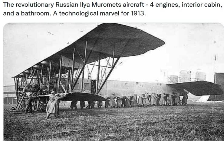 Random Pictures and Images - The revolutionary Russian Ilya Muromets aircraft 4 engines, interior cabin, and a bathroom. A technological marvel for