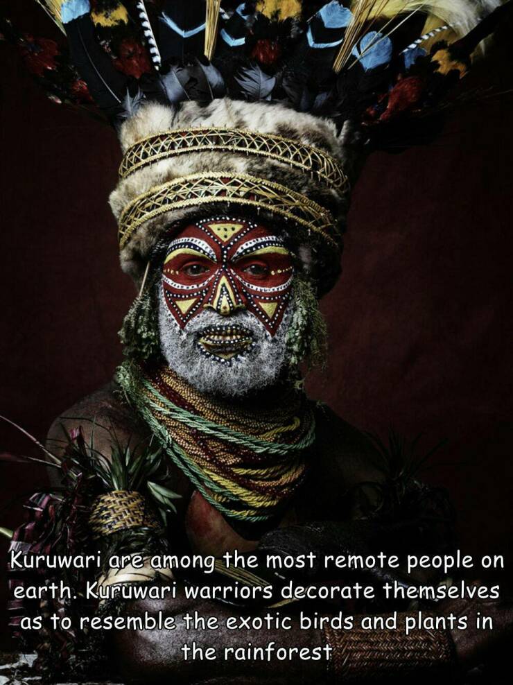 Random Pictures and Images - masque - Kuruwari are among the most remote people on earth. Kuruwari warriors decorate themselves as to resemble the exotic birds and plants in the rainforest Kuu