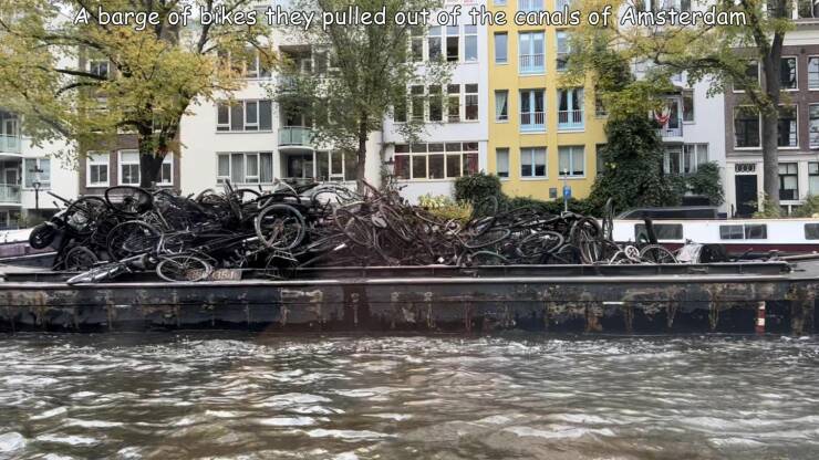 daily dose of randoms - water - A barge of bikes they pulled out of the canals of Amsterdam 351