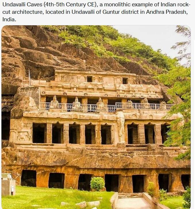 daily dose of randoms - tadepalli reserve forest - Undavalli Caves 4th5th Century Ce, a monolithic example of Indian rock cut architecture, located in Undavalli of Guntur district in Andhra Pradesh, India. 107040 www