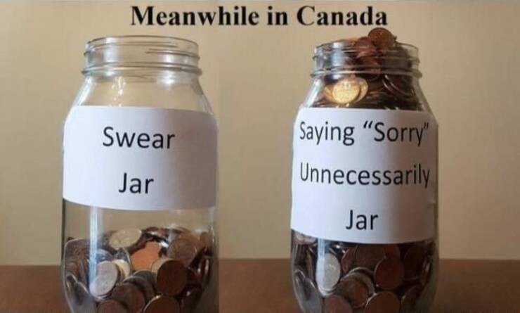 daily dose of random pics - swear jar sorry jar - Meanwhile in Canada Swear Jar Saying "Sorry" Unnecessarily Jar