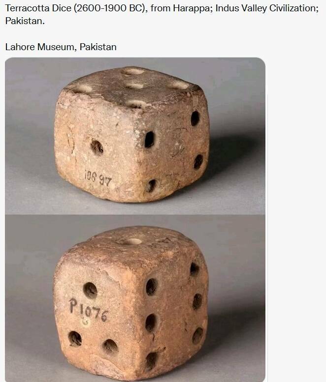 daily dose - terracotta dice (indus civilization) - Terracotta Dice 26001900 Bc, from Harappa; Indus Valley Civilization; Pakistan. Lahore Museum, Pakistan 106 97 P1076