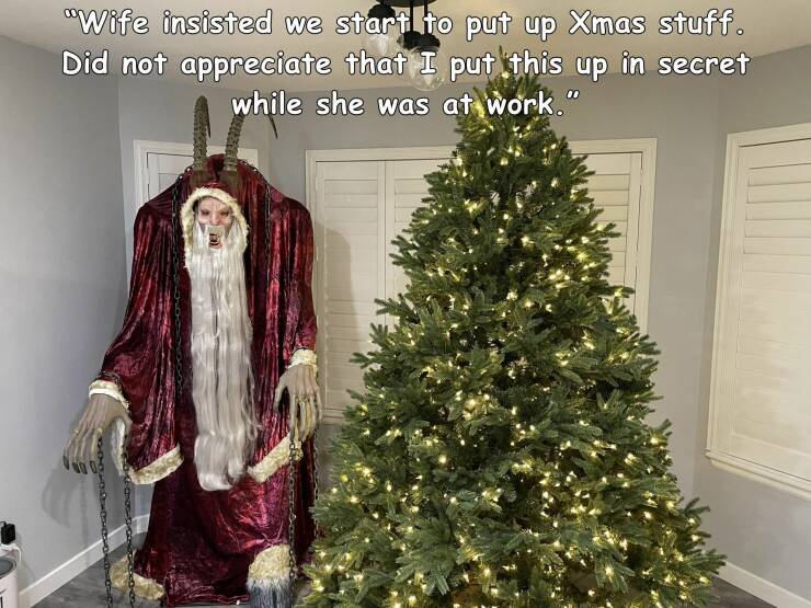 daily dose of pics and memes - christmas tree - "Wife insisted we start to put up Xmas stuff. Did not appreciate that I put this up in secret while she was at work." 08