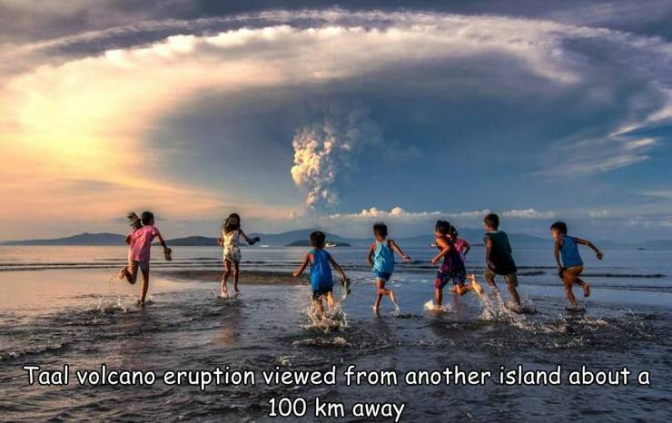 funny pics and memes  - taal volcano - Taal volcano eruption viewed from another island about a 100 km away