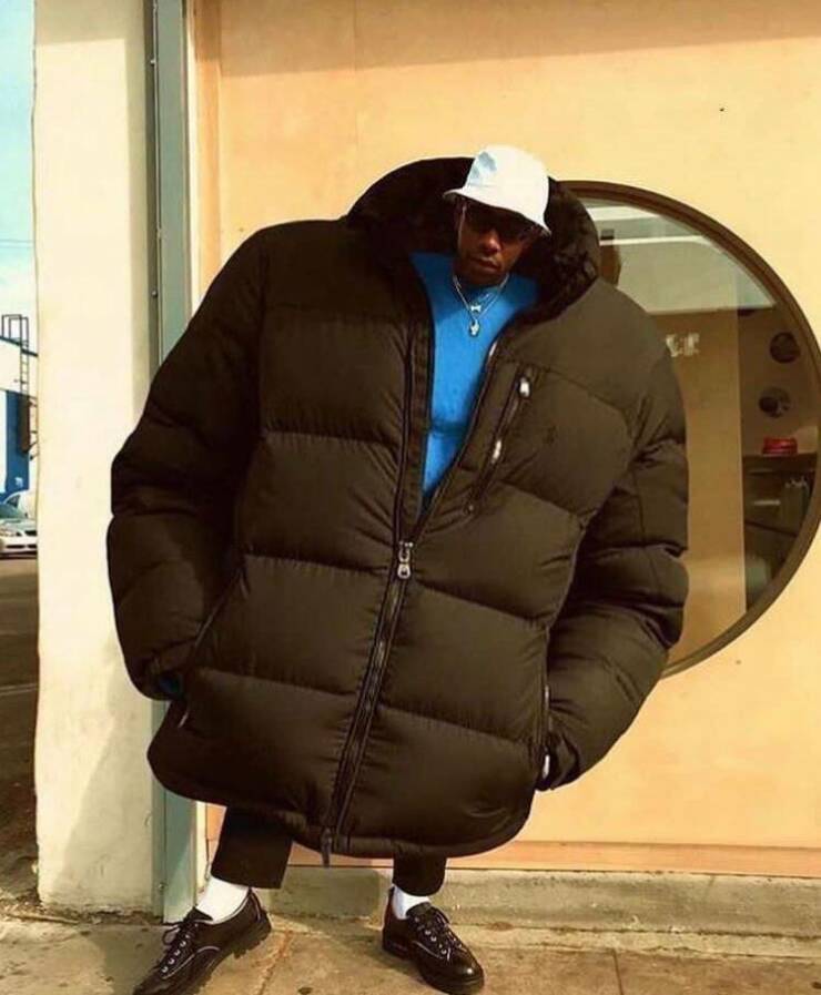 funny and cool pics - tyler the creator big puffer jacket
