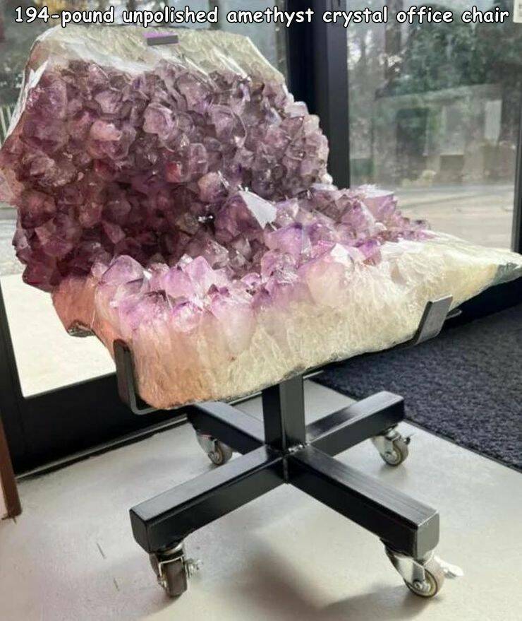 cool random pics - Furniture - 194pound unpolished amethyst crystal office chair