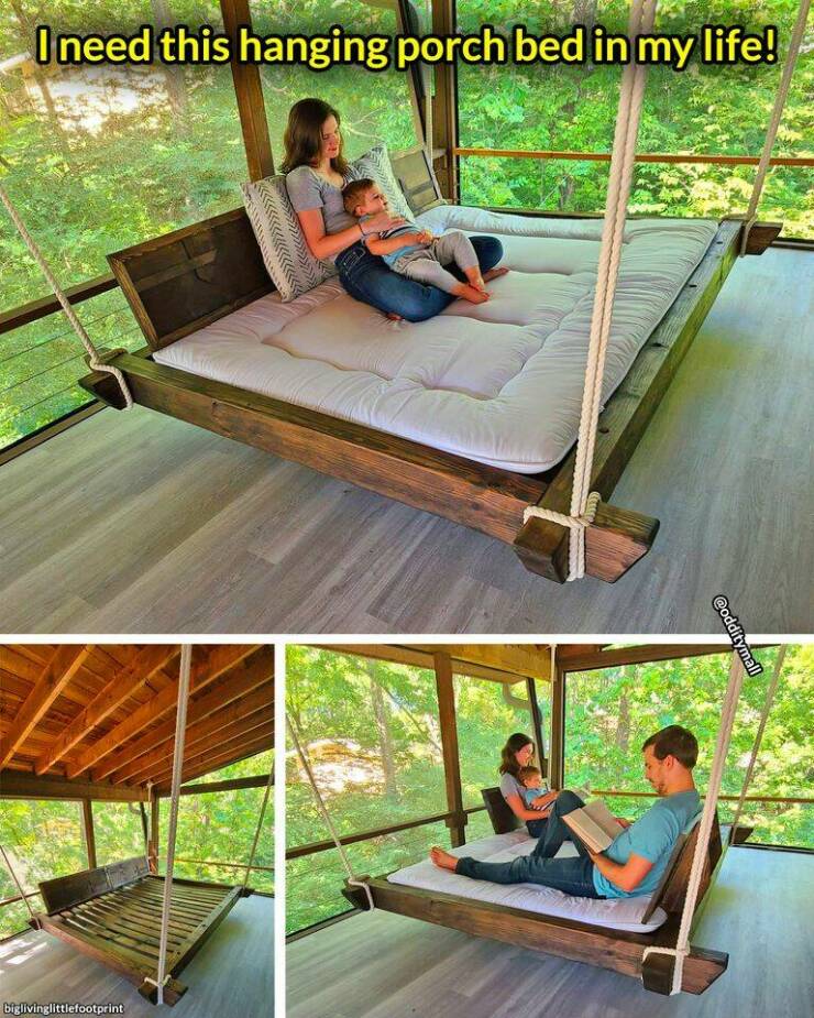 random pics - tree swing day bed - Oneed this hanging porch bed in my life! biglivinglittlefootprint