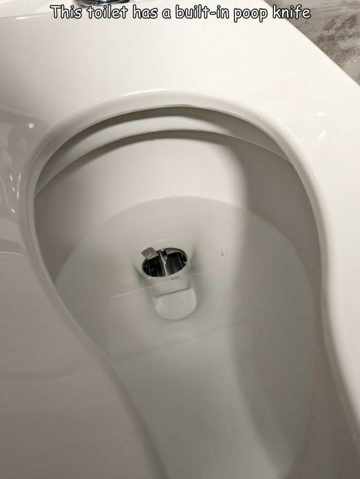 funny memes and pics - tap - This toilet has a builtin poop knife