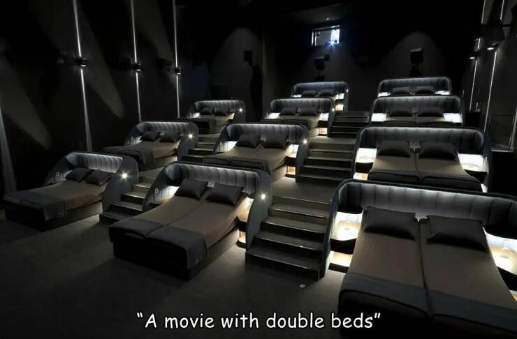 fun random pics - movie theater with beds - "A movie with double beds"