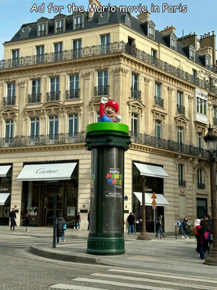 cool random pcis - The Super Mario Bros. Movie - Cartier Ad for the Mario movie in Paris Cartier Carter Super Mar Leros Film Exclusive Au Cinema Lem Cartier Ingli