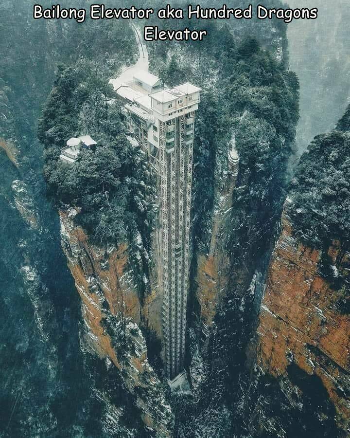 cool random pics - overgrown skyscraper - Bailong Elevator aka Hundred Dragons Elevator