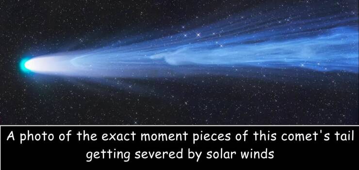 monday morning randomness - animated birthday greetings - A photo of the exact moment pieces of this comet's tail getting severed by solar winds