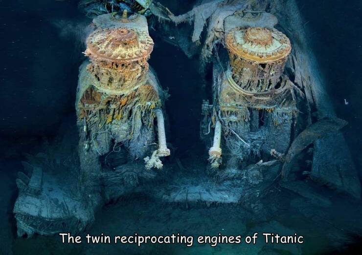 cool random pics - titanic 100 years later - The twin reciprocating engines of Titanic
