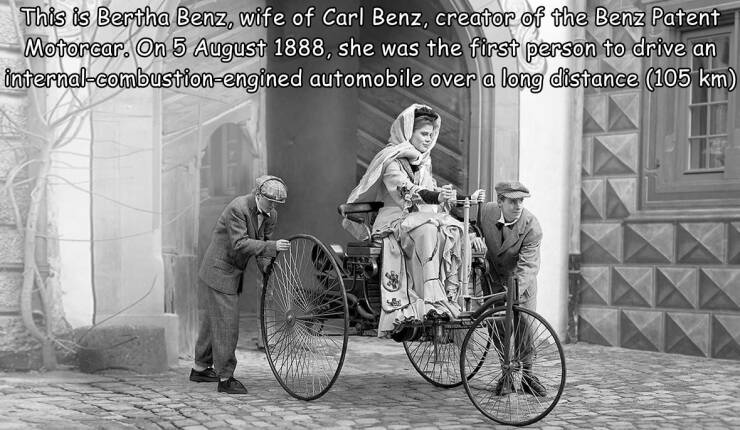 cool pics - bertha benz wagen - This is Bertha Benz, wife of Carl Benz, creator of the Benz Patent Motorcar. On , she was the first person to drive an internalcombustionengined automobile over a long distance 105 km