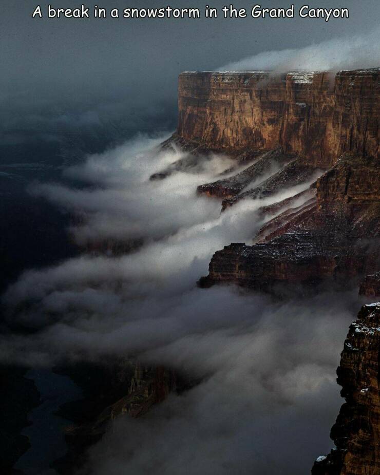 cool pics - sky - A break in a snowstorm in the Grand Canyon