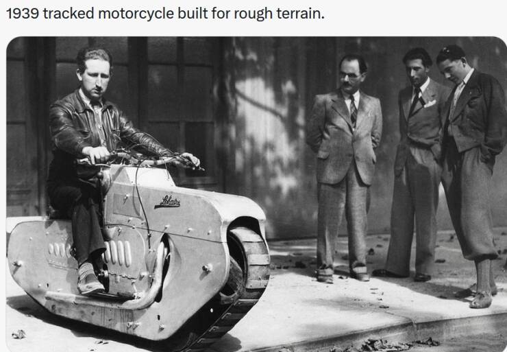 cool random pics - tractor cycle - 1939 tracked motorcycle built for rough terrain. B conc