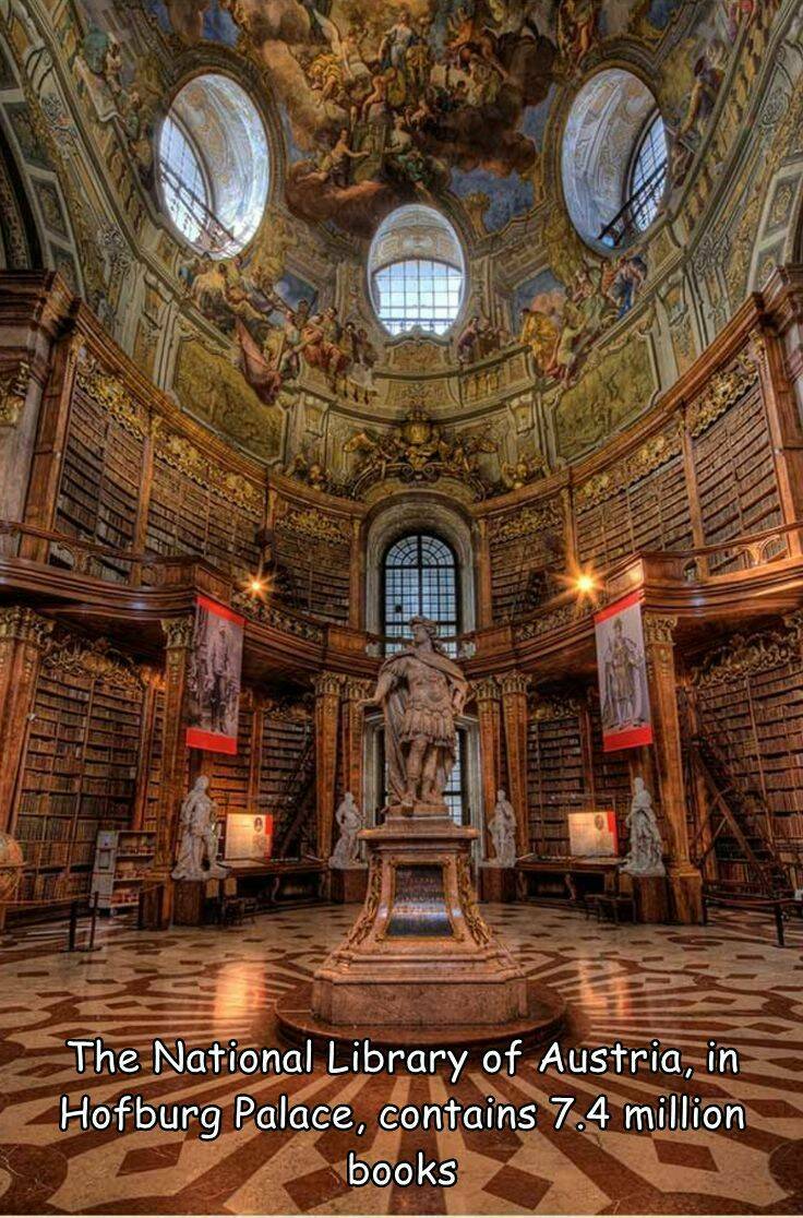 cool random pics and photos -  chapel - tham The National Library of Austria, in Hofburg Palace, contains 7.4 million books
