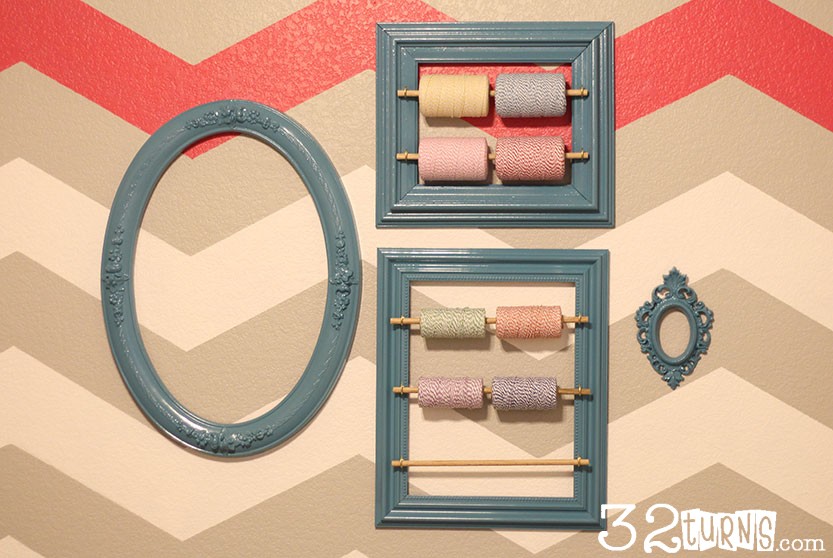 Use frames to organize and store thread, twine and rope. Not only will they be easily accessible but they look pretty too.