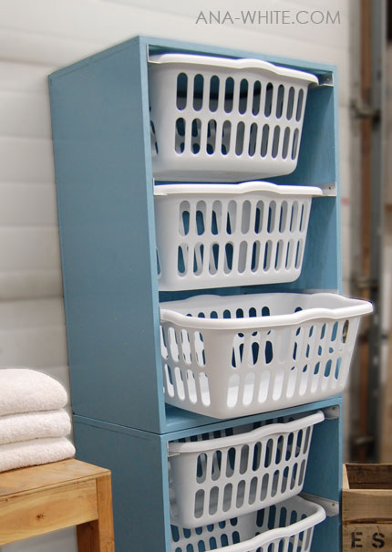 Stay on top of the laundry with this DIY laundry system. Assign one basket to each family member and keep them accountable for their own clothes