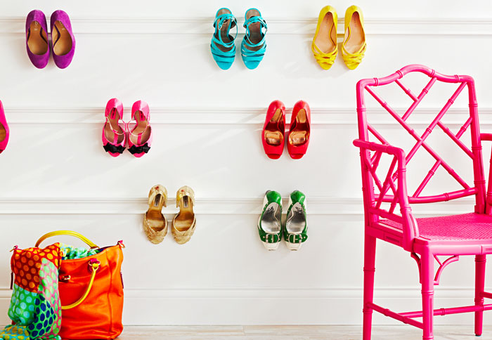 Use moulding on a wall or in a closet to organize your shoes and get them off the floor.