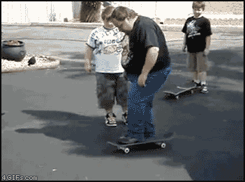 This dad who thought itd be cool for his son to teach him how to skateboard.