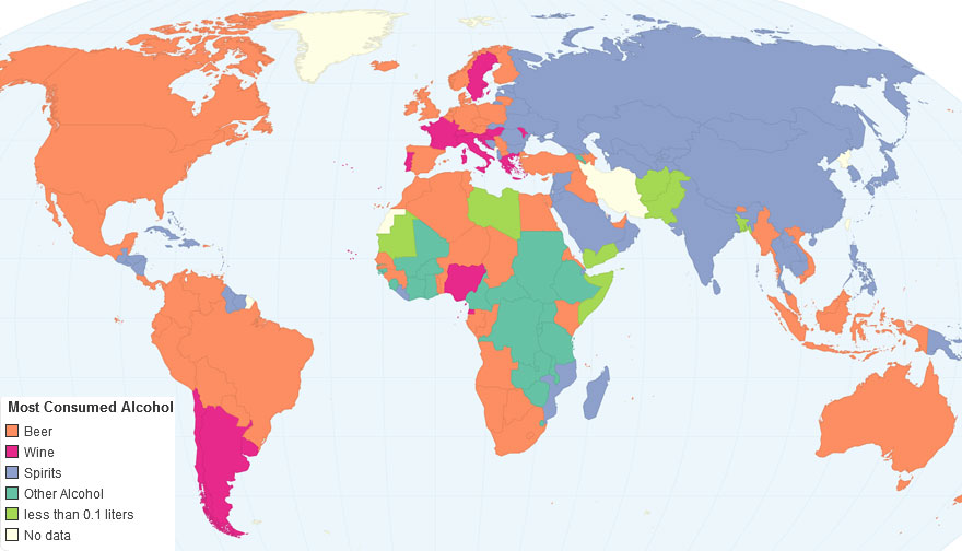 Most Consumed Alcoholic Beverage by Country