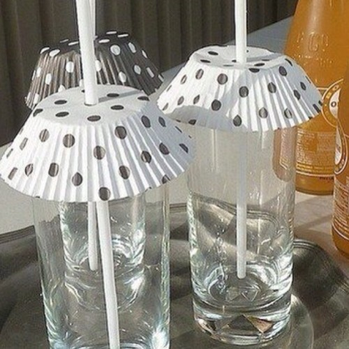 Keep bugs out of your drinks with a cupcake liner.