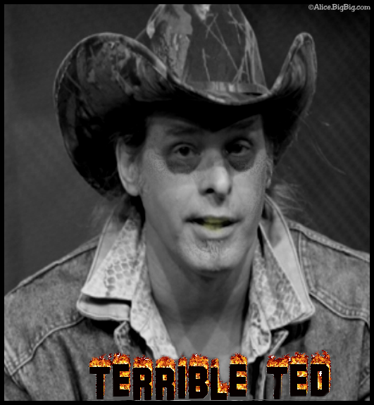 Assault weapon toting, Bambi killing, violence promoter, the worst guitarist on the planet , Terrible Ted Nugent