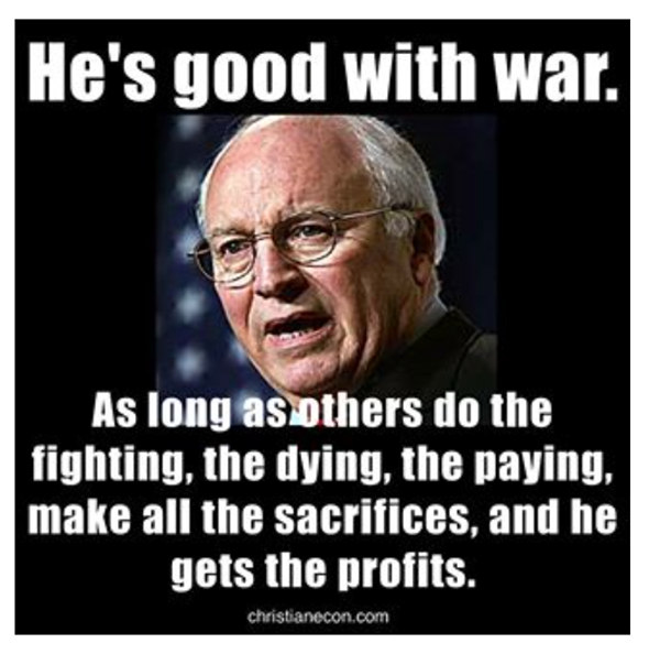 Fat Fu*k Cheney should be in prison for crimes to humanity!