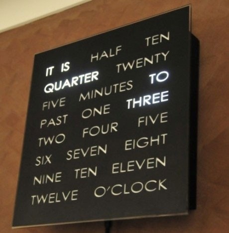 random pic dougs word clocks - It Is Half Ten Quarter Twenty Five Minutes To Past One Three Two Four Five Six Seven Eight Nine Ten Eleven Twelve O'Clock