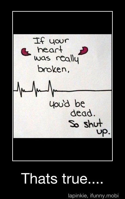 funny love quotes - If your A heart was really broken, You'd be dead. So shut up. Thats true... lapinkie, ifunny.mobi