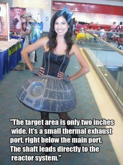death star dress - "The target area is only two inches wide. It's a small thermal exhaust port, right below the main port. The shaft leads directly to the reactor system."