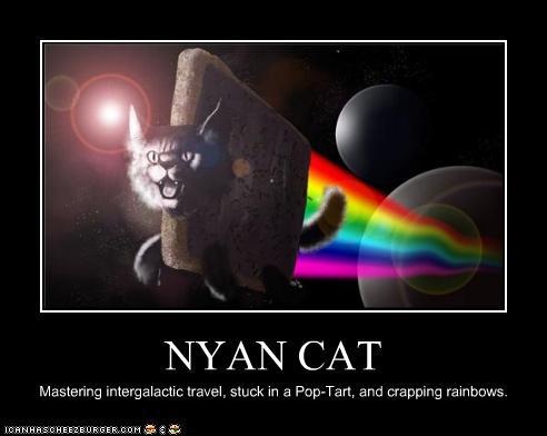 nyan cat meme - Nyan Cat Mastering intergalactic travel, stuck in a PopTart, and crapping rainbows, Icanhascheezburger.Com