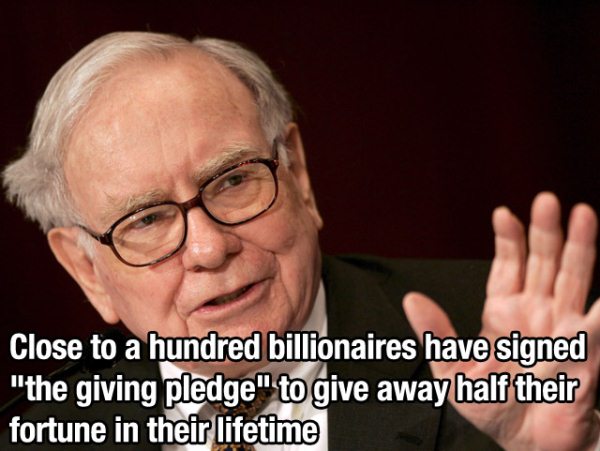 richest man in the world - Close to a hundred billionaires have signed "the giving pledge" to give away half their fortune in their lifetime
