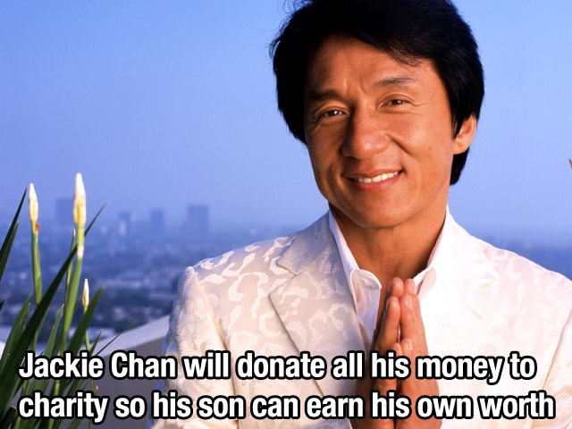 jackie chan family isnt blood - Jackie Chan will donate all his money to charity so his son can earn his own worth