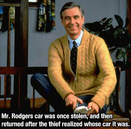 mr rogers neighborhood fantasy football - Mr. Rodgers car was once stolen, and then returned after the thief realized whose car it was.